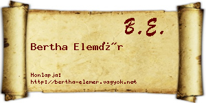 Bertha Elemér névjegykártya
