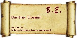 Bertha Elemér névjegykártya